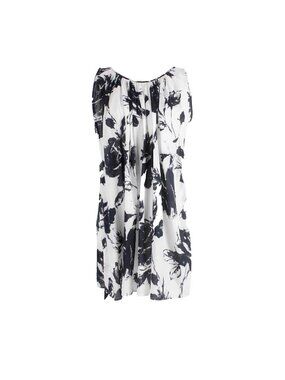 Carmen Marc Valvo Dress Sz XS White Navy Sleeveless Sheer 100% Cotton Dress
